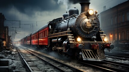Fototapeta na wymiar Magical fantasy train to reach destination
