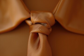 brown striped necktie made of finely woven fabric with a glossy texture