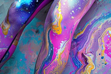 abstract form of fluid art with a mix of vibrant colors and patterns