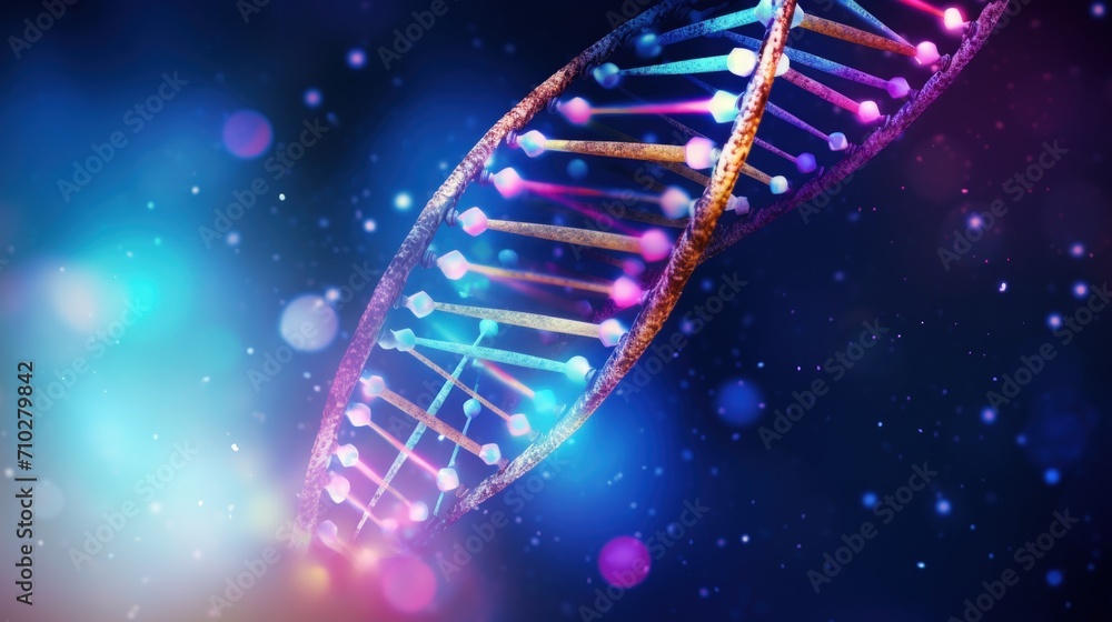 Aufkleber dna cell biotechnology concept. helix human dna structure, concept of biochemistry with dna molecule