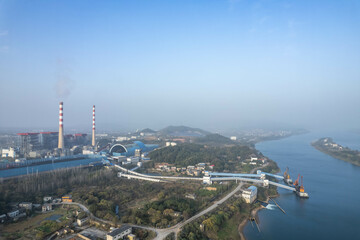 Fototapeta na wymiar Thermal power plant industrial building
