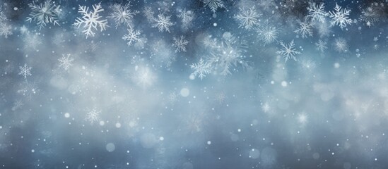 Winter weather with snowflakes on a sparkling silver background, creating a holiday winter backdrop...