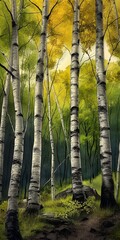 forest lot trees bench birch theatrical poster graphic novel young birches matte