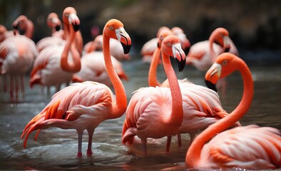 Obraz premium pink flamingos in the water