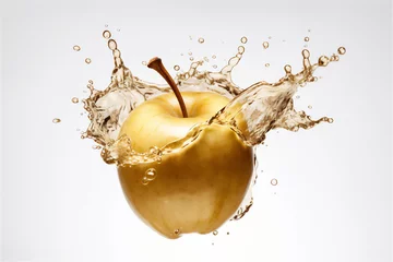 Fotobehang apple with drops of water © Maizal