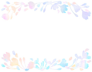 Obraz na płótnie Canvas カラフルな桜の花を織り込んだパステルカラーフレーム。水彩画を使用。