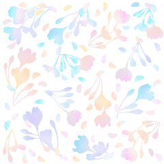 カラフルなパステルカラーの桜の模様。水彩イラスト。