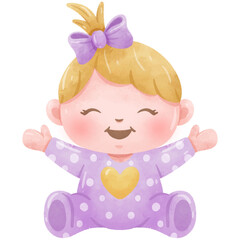 Baby Girl Watercolor Illustration