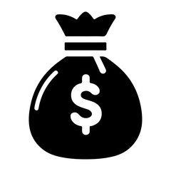 minimal money bag icon vector silhouette