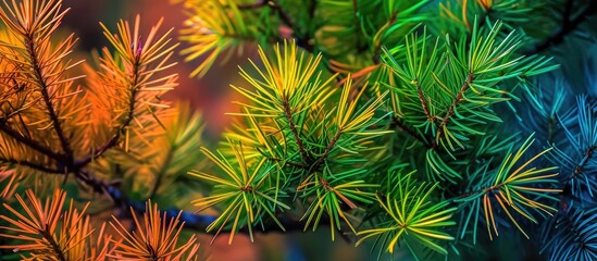 Colored Japanese larch (HDR) leaves.