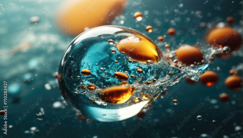 Aufkleber an image of an orange sphere floating in water. generative ai.