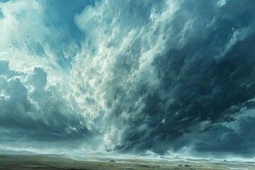 Fototapeta premium dramatic and moody cloudscape over a coastal area
