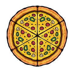 vector pizza slice isolated on white