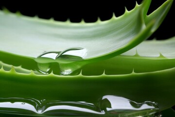 Close-up of translucent green aloe vera section. Generative AI