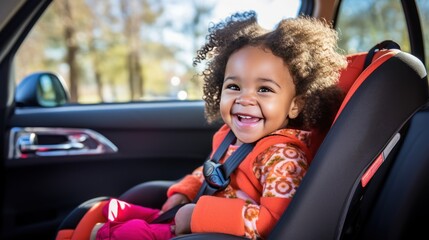 The happy child's gleeful laughter fills the air, a testament to the joy and comfort provided by their secure child seat