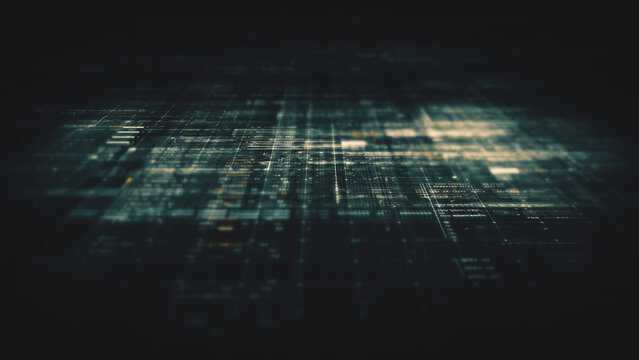 Data matrix simulation UI with cutting-edge digital environment with a dynamic and immersive display of interconnected data matrix information networks systems background