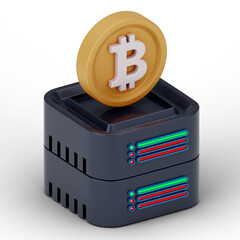 Bitcoin Cryptocurrency 3D Icon and illustration