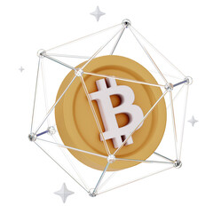 Bitcoin Cryptocurrency 3D Icon and illustration