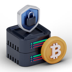 Bitcoin Cryptocurrency 3D Icon and illustration