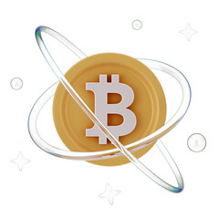 Bitcoin Cryptocurrency 3D Icon and illustration
