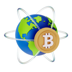 Bitcoin Cryptocurrency 3D Icon and illustration