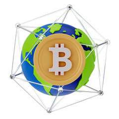 Bitcoin Cryptocurrency 3D Icon and illustration