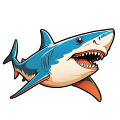 Colorful shark, high quality, colorful, Detailed illustration of blue shark with circle logo, awesome full color,