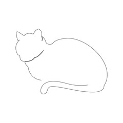 Continuous one line drawing of happy pet cats silhouettes single line art vector illustration