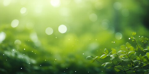 green grass with dew drops, Summer nature background scene, A blurry photo of green grass and trees, Blurred dark greenery background with bokeh lights, Green Nature on Blur, Generative AI
