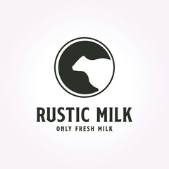 simple emblem cattle farm logo vector design. vintage illustration of fresh farm icon template