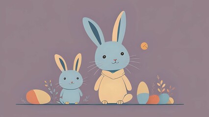 Fototapeta na wymiar Minimalistic illustration of the Easter Bunny. AI generated.