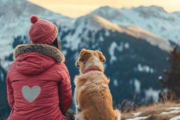 girl with dog.  "Valentine's Trail: Dog and Owner's Mountain Adventure"