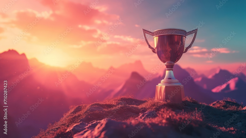 Wall mural winner background concept with copy space. highlighting the trophy with a background setting