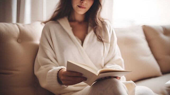 A woman in pajamas enjoying a lazy day at home , woman, pajamas, lazy day, home