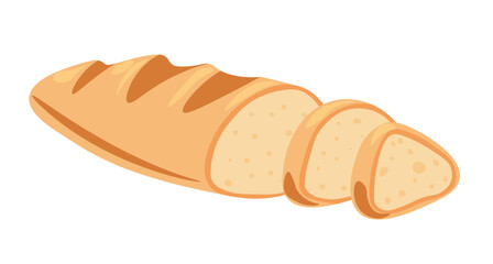 Loaf of bread cut in slices, cooking ingredient