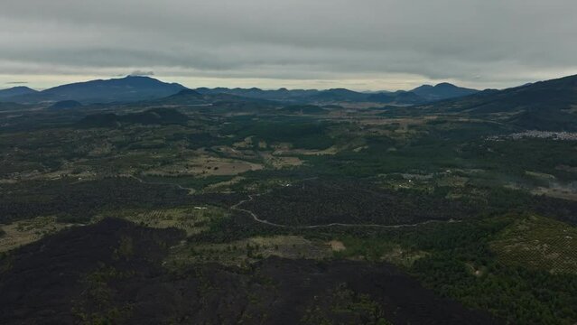 PARICUTIN VOLCANO LANDSCAPE CLOUDY DAY NOON