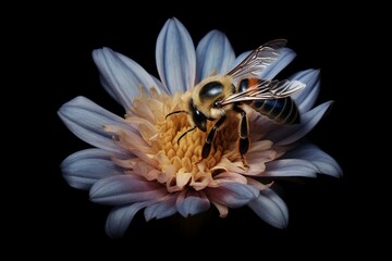 A bee perched on a closed-petal flower. Generative AI