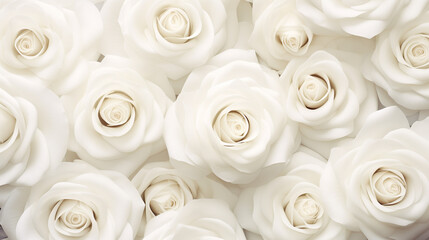 Obraz na płótnie Canvas White roses as floral elegant background. Abstract floral layout, banner. 