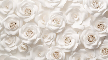 White roses as floral elegant background. Abstract floral layout, banner. 