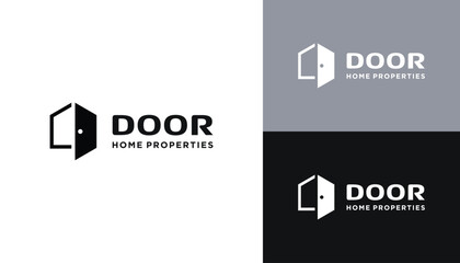 Simple House Door for Modern Architectural Building Structure Logo Design