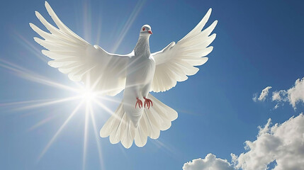 Fototapeta premium white dove on sky