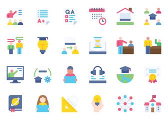 Learning icon vector set. Learn Delivery icon set. Study flat color icon collection. Editable icon vector