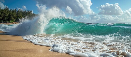 Hawaii's North Shore's wave on the shore. - obrazy, fototapety, plakaty