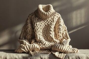 beautifully knitted sweater placed on a flat surface