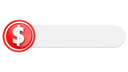 3d Dollar symbol red infographic with label 3d render