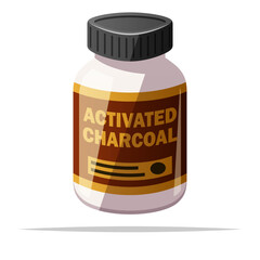 Activated charcoal bottle vector isolated illustration