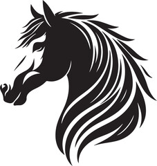 horse head silhouette, vector artwork of horse head