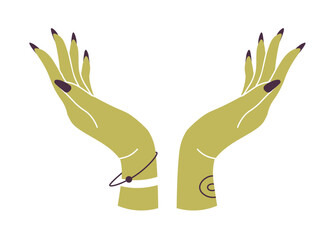 Mystic female hands raised up, esoteric concept