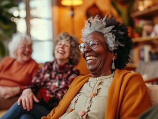 Obraz premium Senior Couple Enjoying and smile happy Memories and Staying Healthy, in the living room