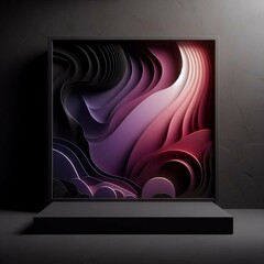 Black dark violet purple blue red burgundy maroon magenta glow minimal abstract background for product presentation, shadow and light from windows on plaster wall, product podium